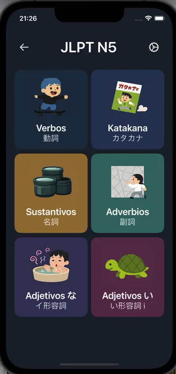 Saru app — detalle de palabra con kanji y lectura
